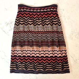 M Missoni Chevron Pattern A-Line Skirt